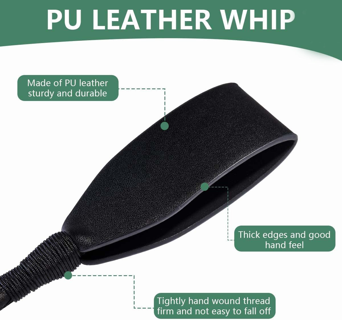 18” PU Leather Riding Crop – Braided Anti-Slip Handle with Wrist Strap for Equestrian Training