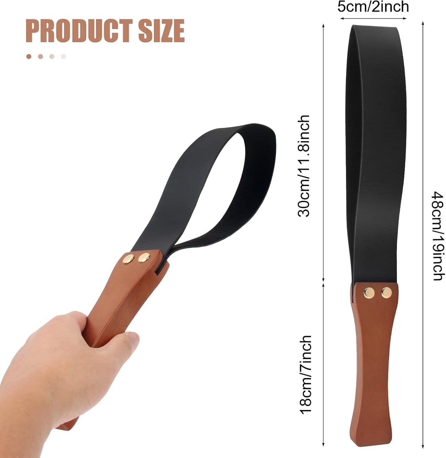 19-Inch Leather Paddle Strap with Wooden Handle – Durable Double-Layer Design for Performance & Training Use