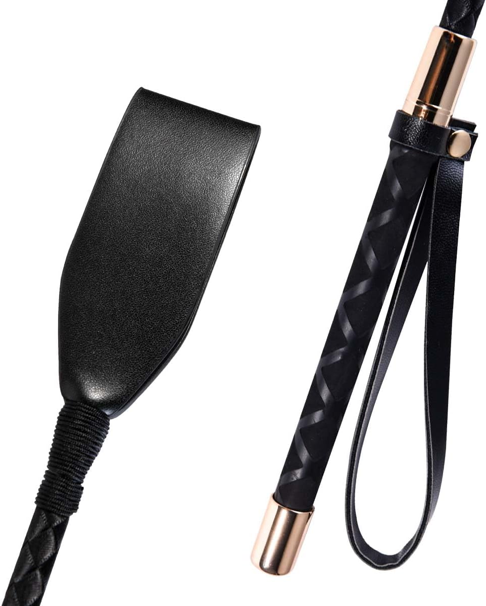 18” PU Leather Riding Crop – Braided Anti-Slip Handle with Wrist Strap for Equestrian Training