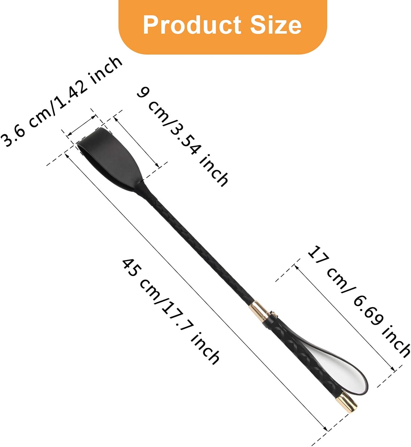 45cm Equestrian Riding Crop – Lightweight with Fiberglass Shaft + Anti-Slip Grip + Gentle Strike Design