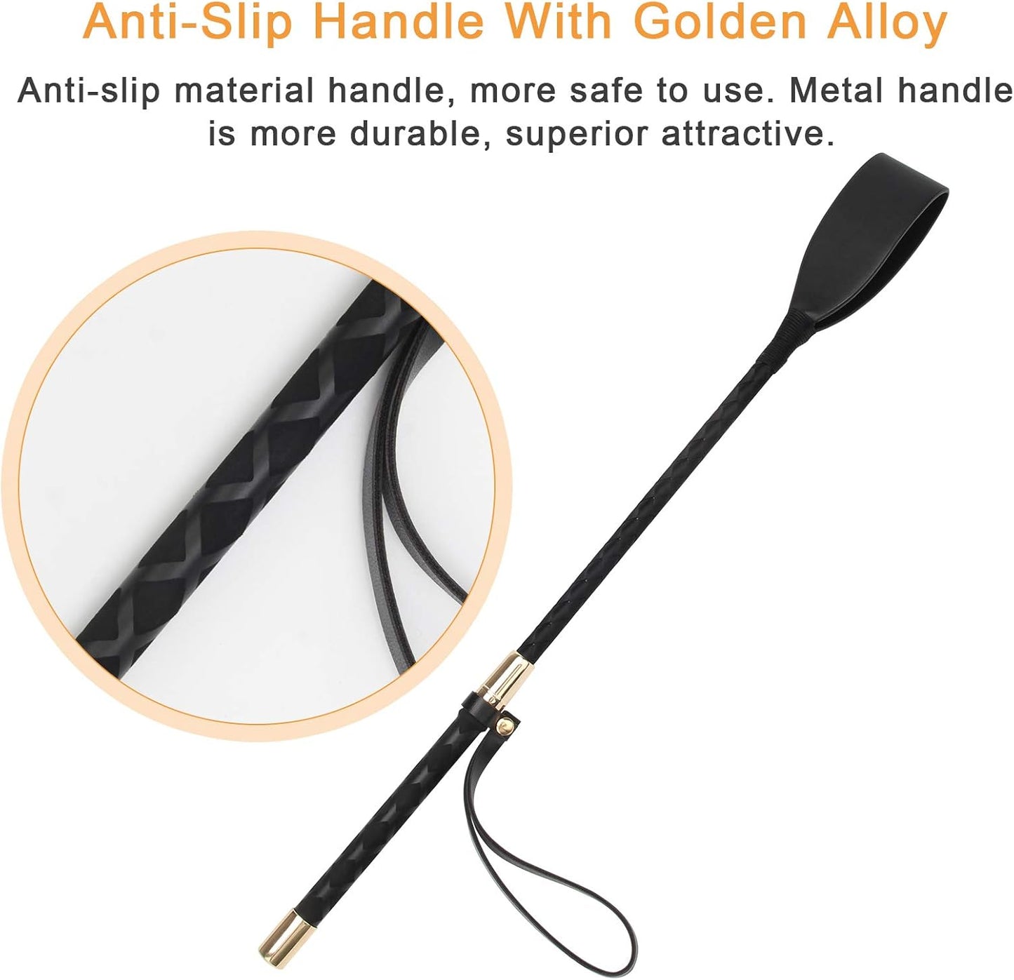 45cm Equestrian Riding Crop – Lightweight with Fiberglass Shaft + Anti-Slip Grip + Gentle Strike Design