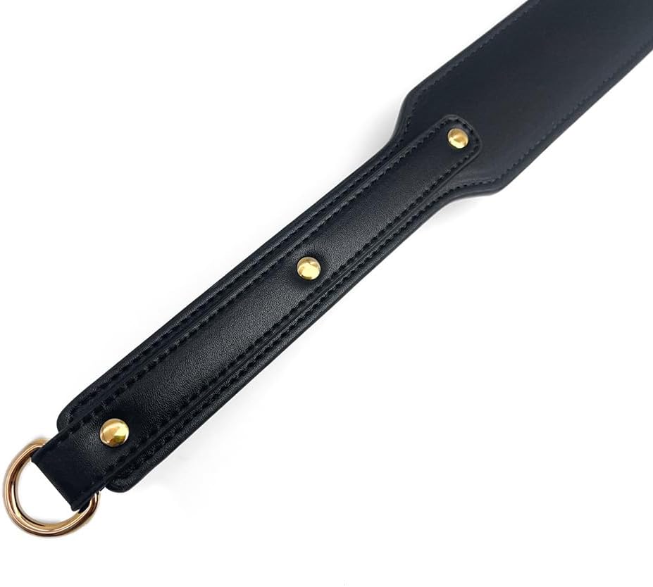 16.5-Inch Synthetic Leather Paddle – Double Layer Impact Paddle with Metal Rivet Ring (Black)