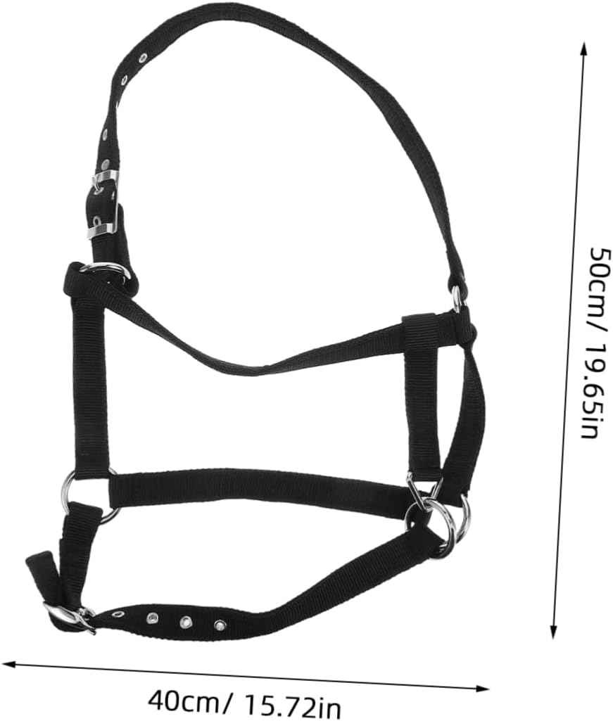 Durable Nylon Horse Halter – Adjustable Rope Bridle for Equestrian Training (Black)