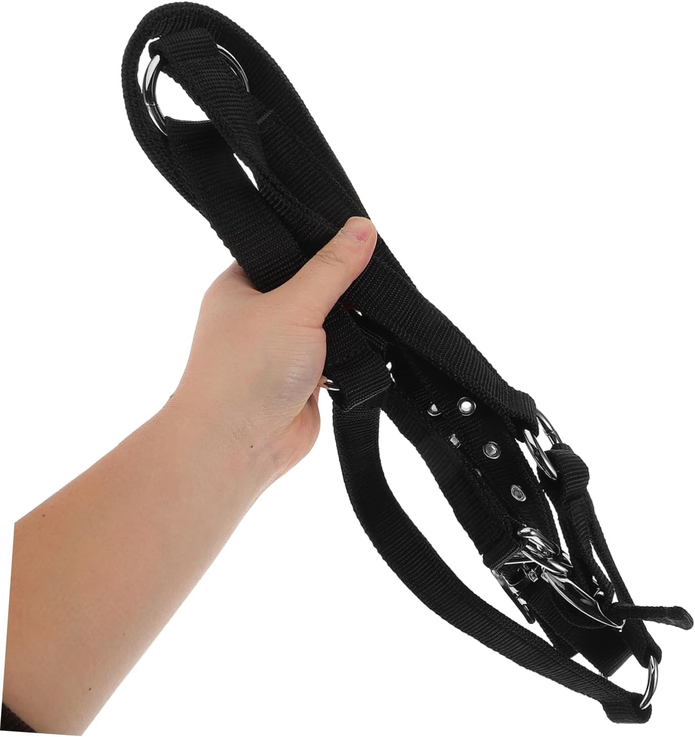 Durable Nylon Horse Halter – Adjustable Rope Bridle for Equestrian Training (Black)