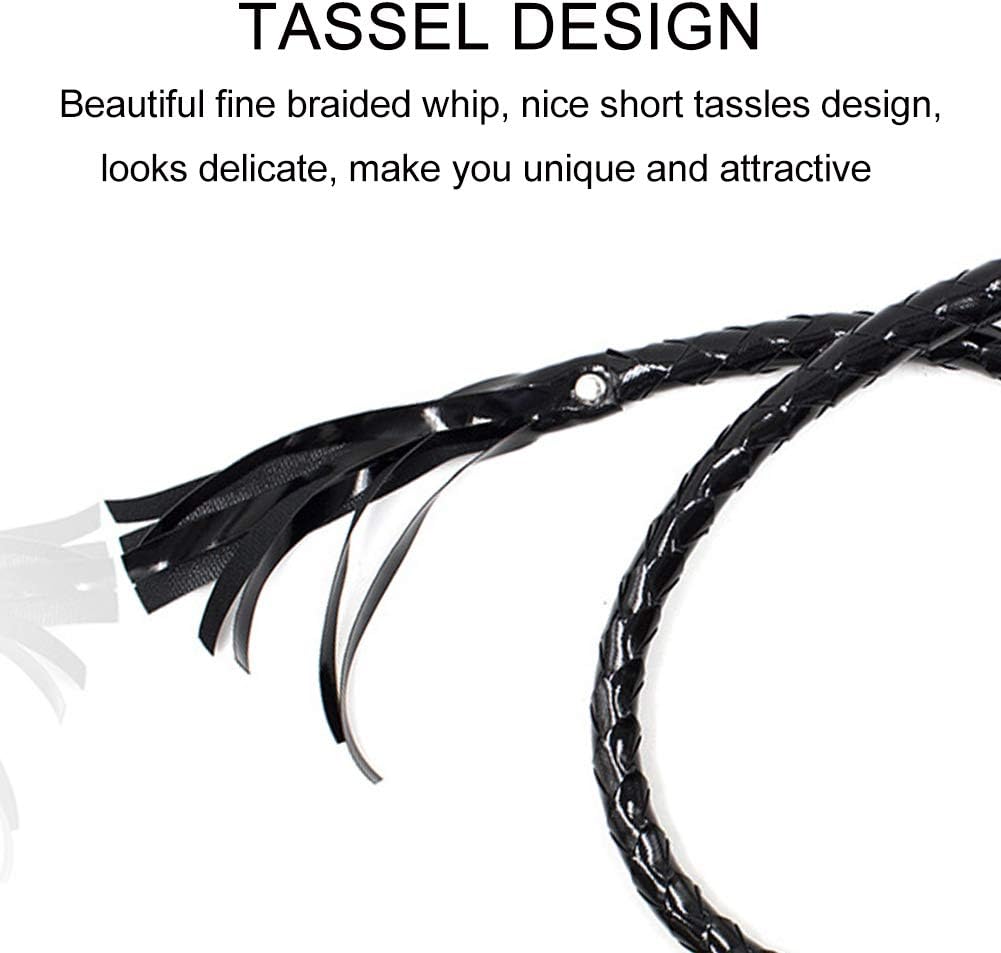 55” Braided Faux Leather Whip – Handwoven Training & Performance Prop with Hanging Ring