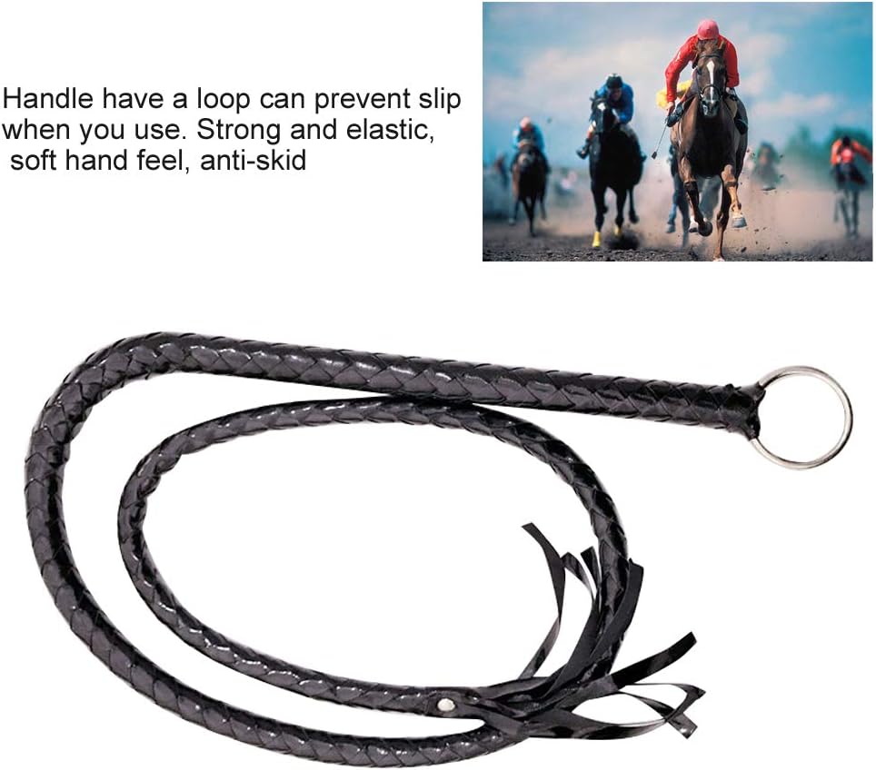 55” Braided Faux Leather Whip – Handwoven Training & Performance Prop with Hanging Ring