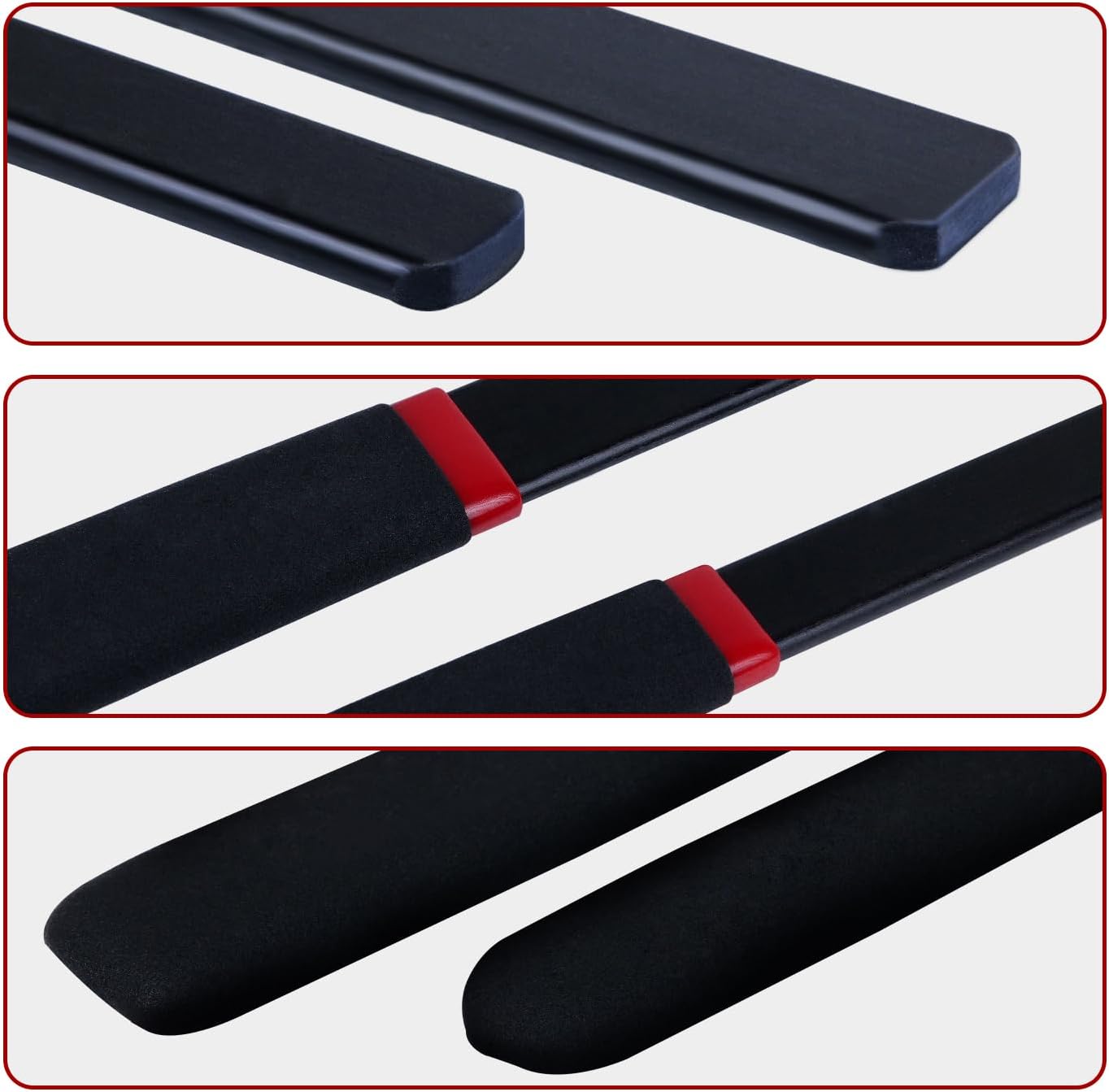18-Inch Black Spanking Rods Set of 2 | Lightweight Square Shaft | Anti-Slip Grip Handles | 0.6" & 0.8" Width | Durable Training Tools