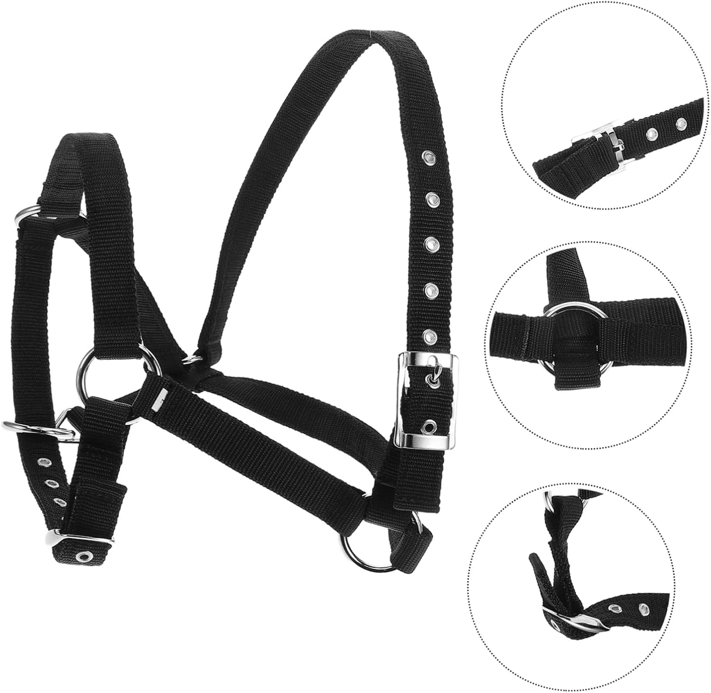 Durable Nylon Horse Halter – Adjustable Rope Bridle for Equestrian Training (Black)