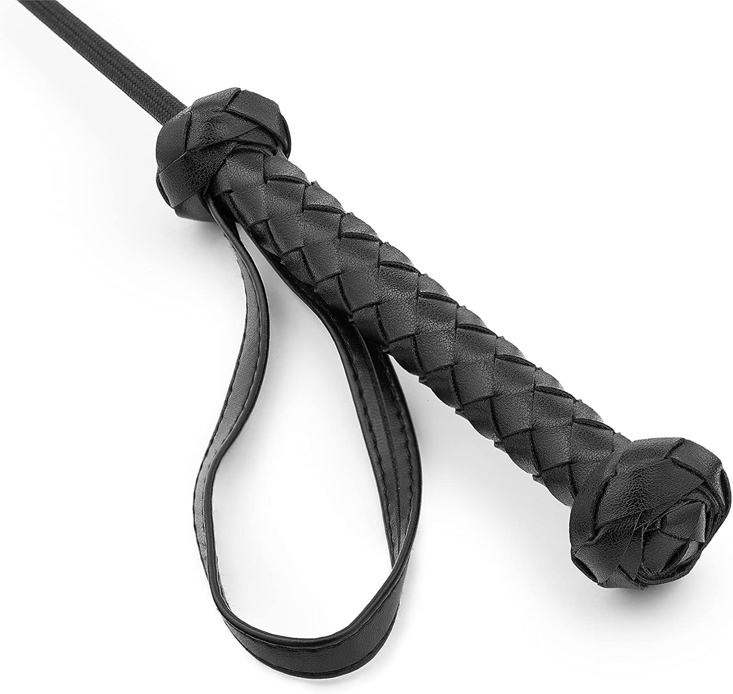 17-Inch Leather Slapper Crop | Braided Handle & Thick Paddle Tip | Lightweight & Flexible | Durable Impact Tool with Comfortable Grip