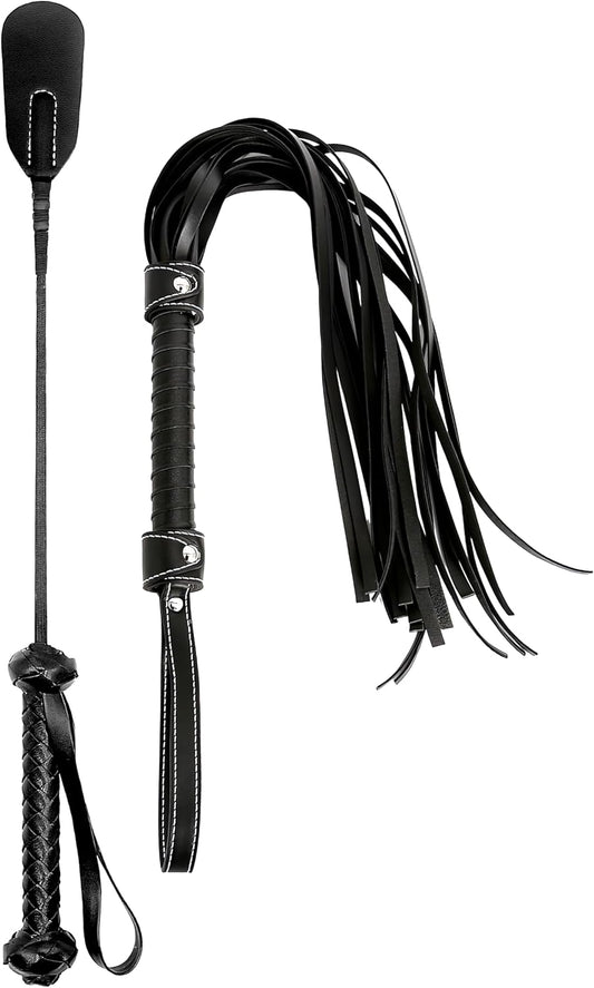 Multifunctional Horse Riding Crop & Leather Tassel Whip Combo Set