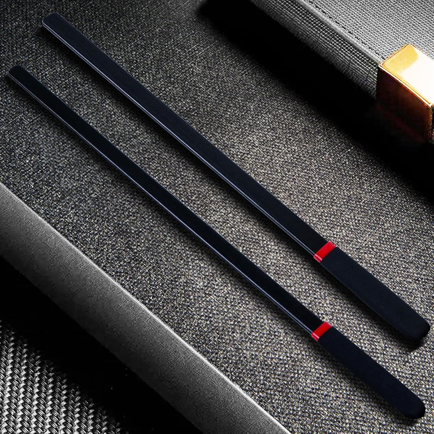 18-Inch Black Spanking Rods Set of 2 | Lightweight Square Shaft | Anti-Slip Grip Handles | 0.6" & 0.8" Width | Durable Training Tools