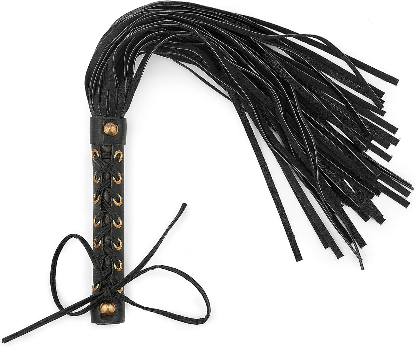 18-Inch Faux Leather Flogger Whip – Soft Eco Leather Tails with Stylish Laced Handle for Stage, Costume & Display Use