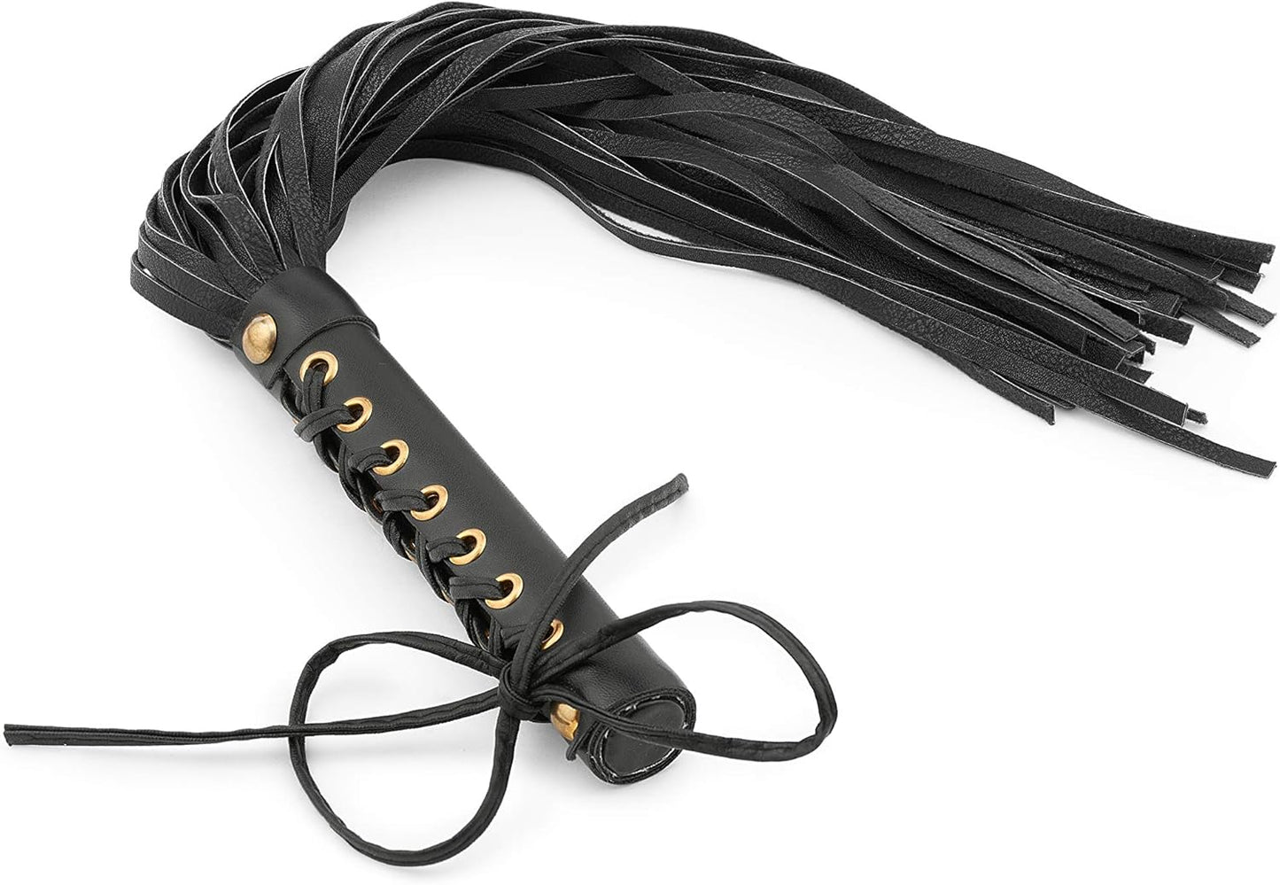 18-Inch Faux Leather Flogger Whip – Soft Eco Leather Tails with Stylish Laced Handle for Stage, Costume & Display Use